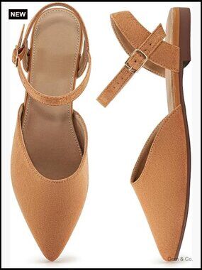 Women's Closed Toe Flat Sandals - Comfortable Dressy Slingback Flats for Work &